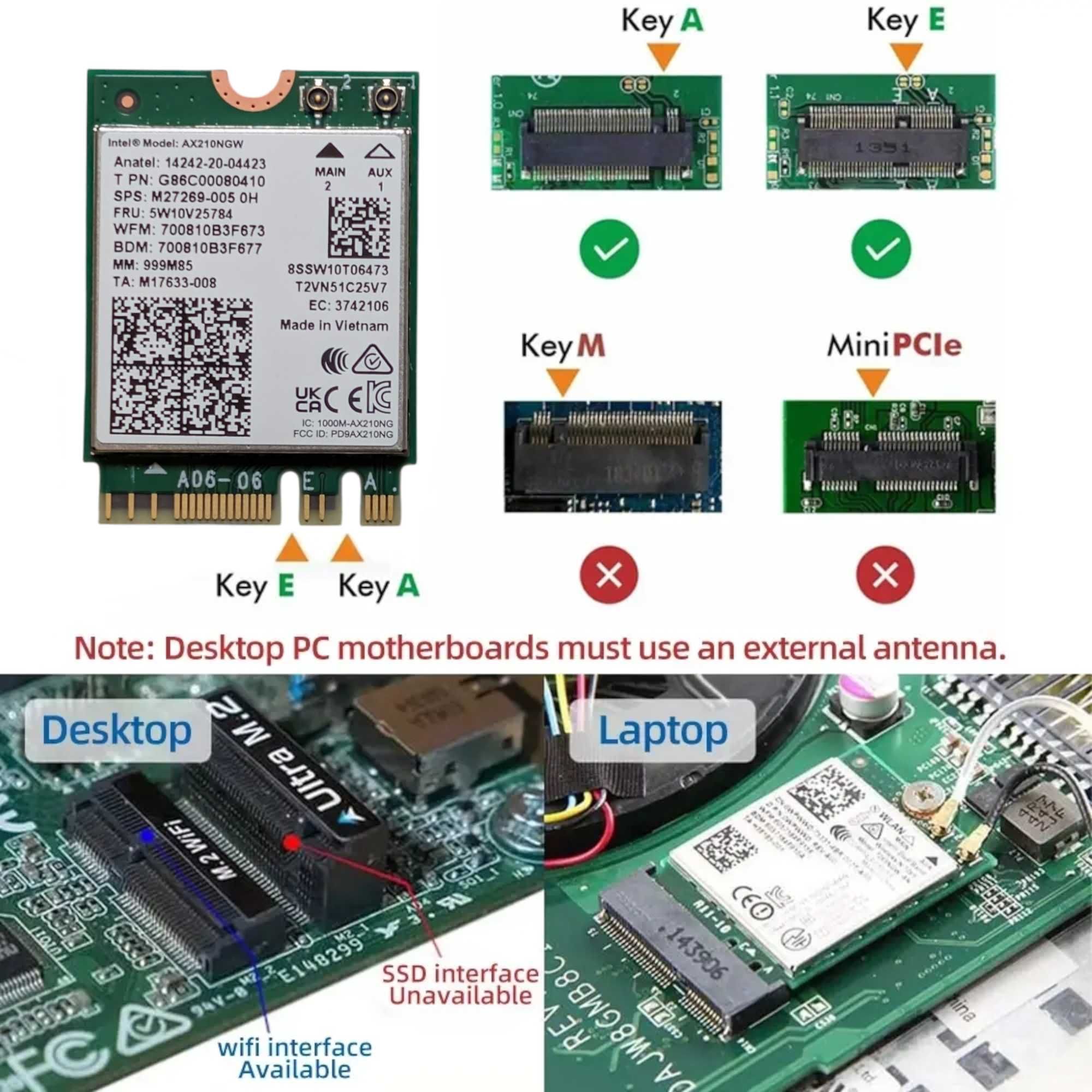 Wi-Fi модуль Intel Wi-Fi 6E AX210 (AX210NGW)