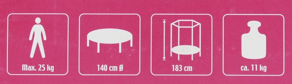 TRAMPOLINA 140cm HUDORA dla dzieci do pokoju PINK