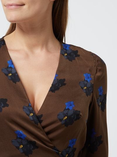 Sukienka  kopertowa, w kwiaty, brązowy Mango XL
