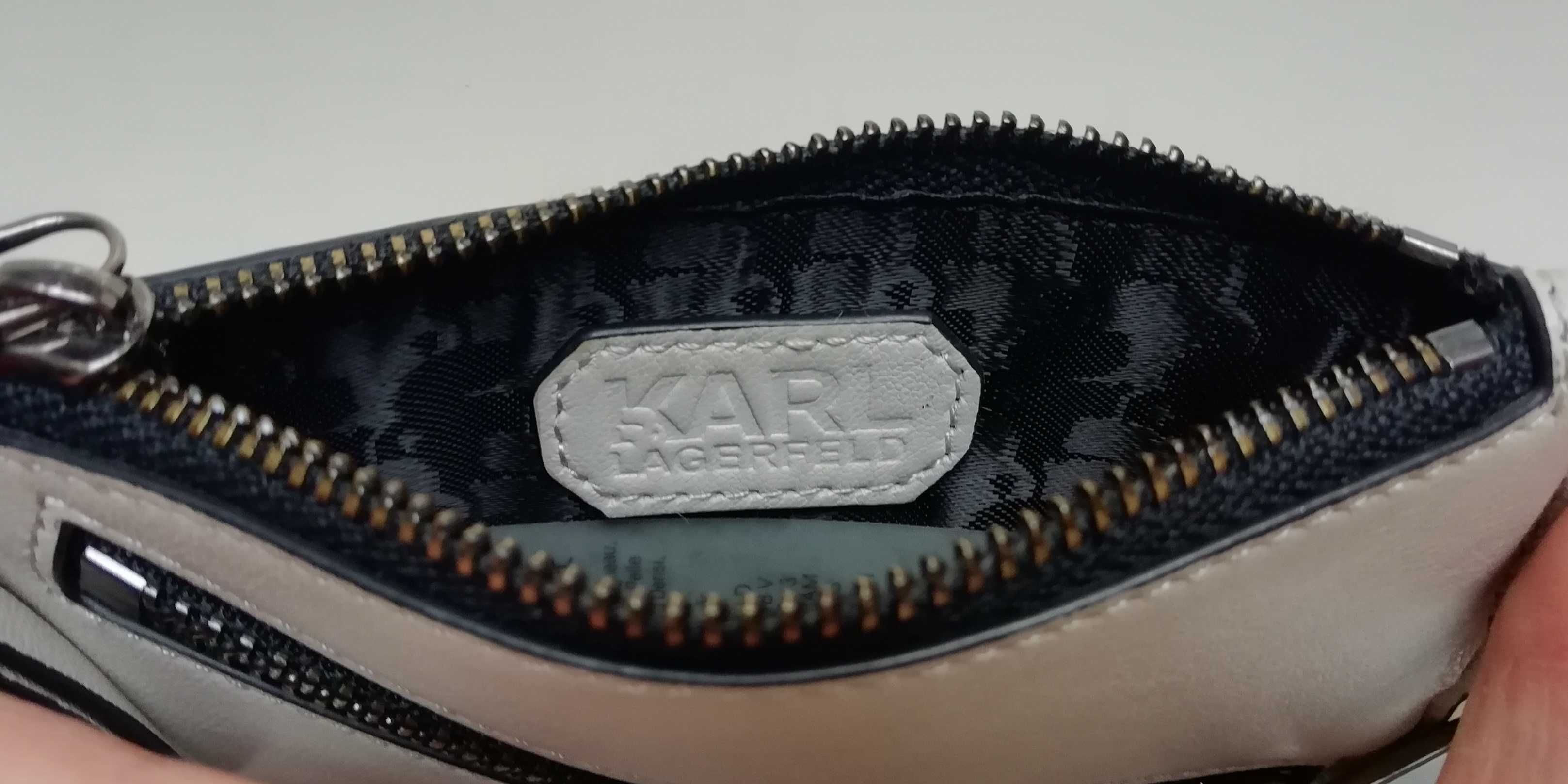 Karl Lagerfeld 3w1 mini portfel etui na karty klucze odpinana smycz