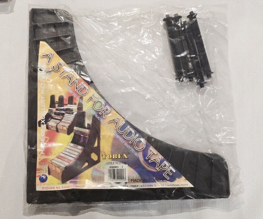 Stojak na kasety magnetofonowe czarny retro pudełko na kasety prl