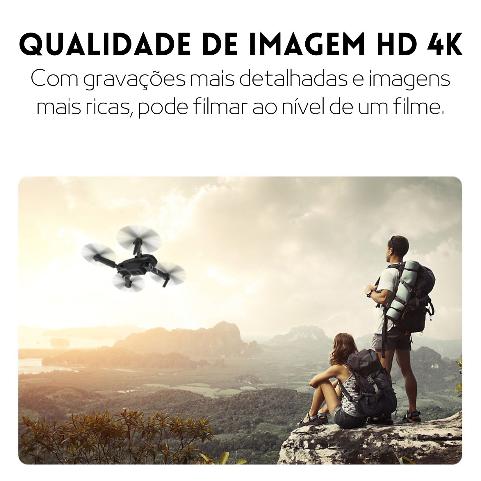 DRONE CONDUÇÃO FÁCIL c/ 2 BATERIAS (Filma em HD 4K)