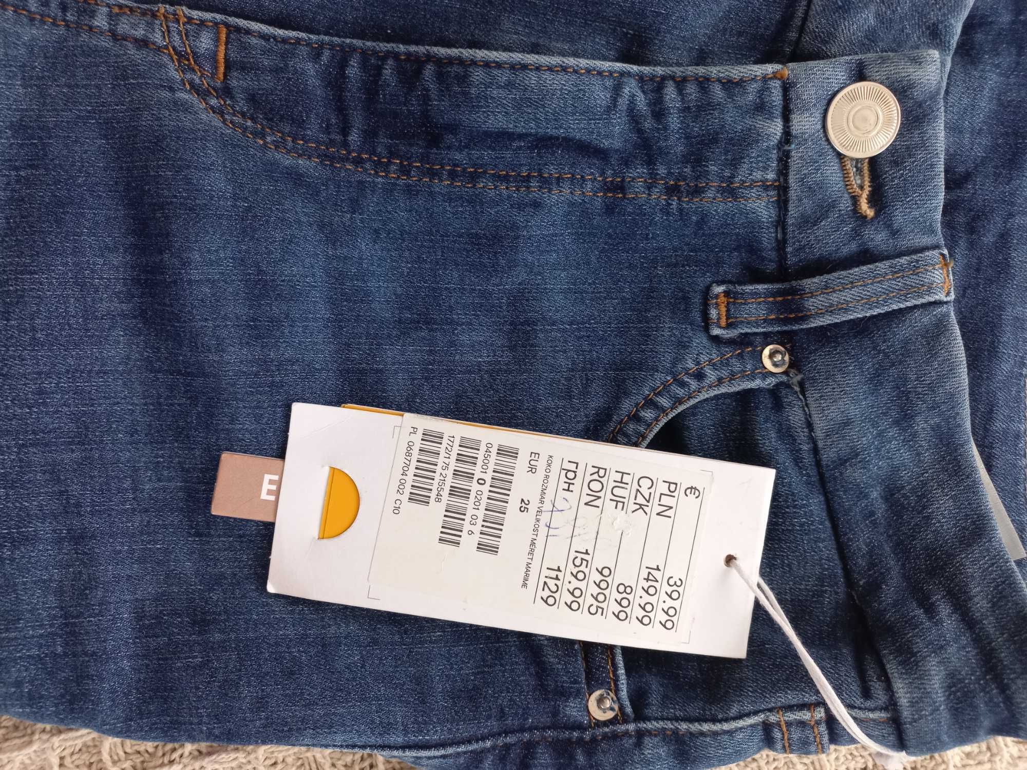 Jeansny skinny H&M, wyższy stan, rozmiar 34, nowe z metką