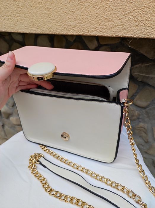 Рожево-біла жіноча сумка