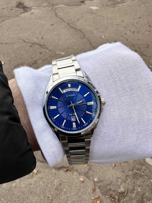 Годинник Casio MTP-1381 Silver/Blue DAY | наручные часы | Касио A159