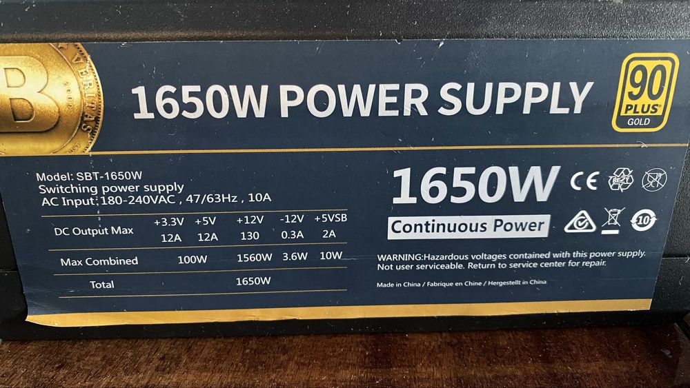 Блок живлення Power Supply SBT-1650W 1650 ватт