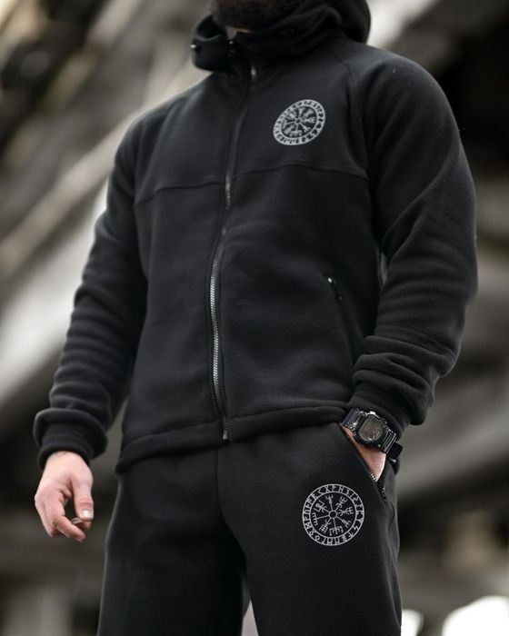 Мілітарі зимовий флісовий комплект костюм руни Руни чорний теплий