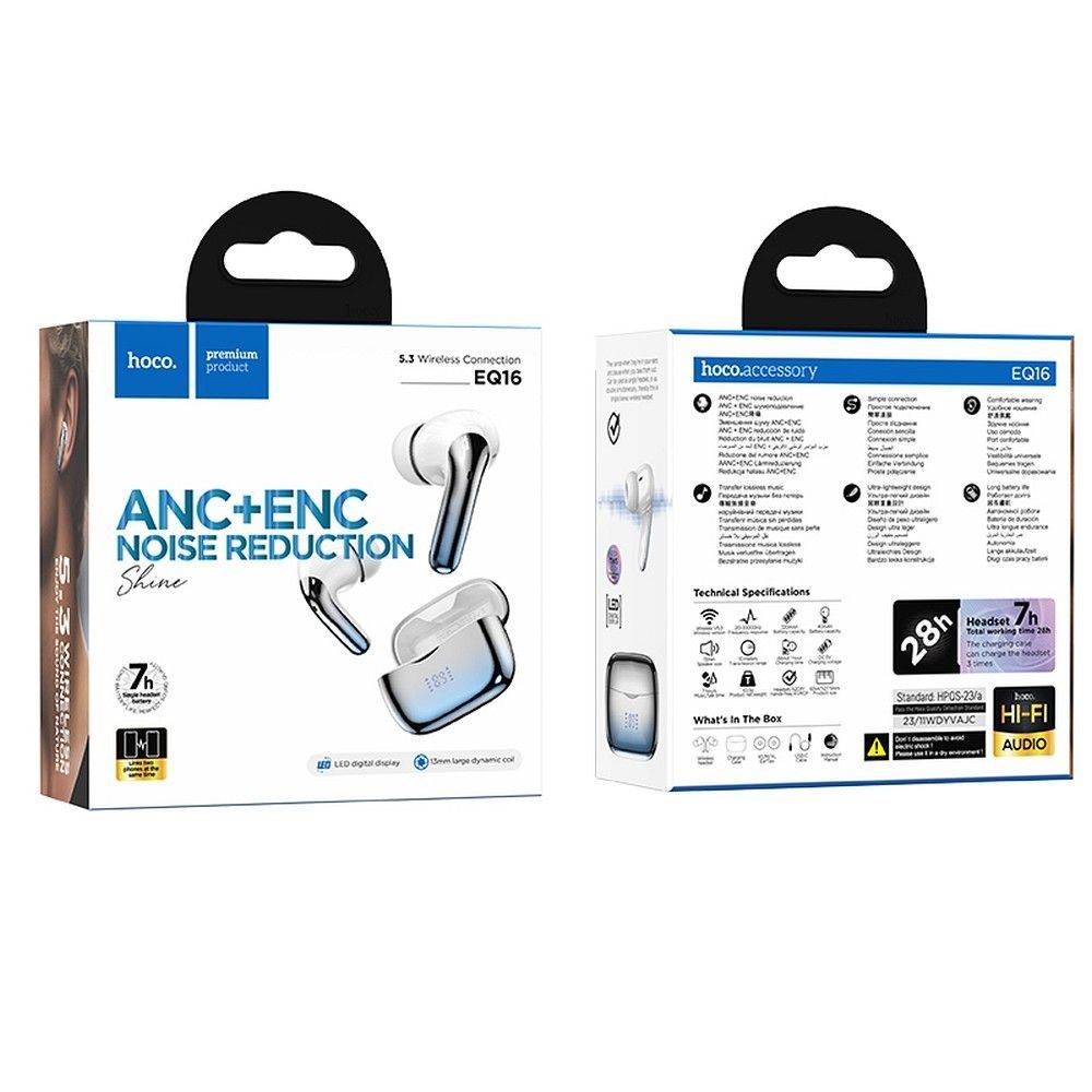 HOCO słuchawki bezprzewodowe bluetooth TWS ANC + ENC EQ16 niebieskie