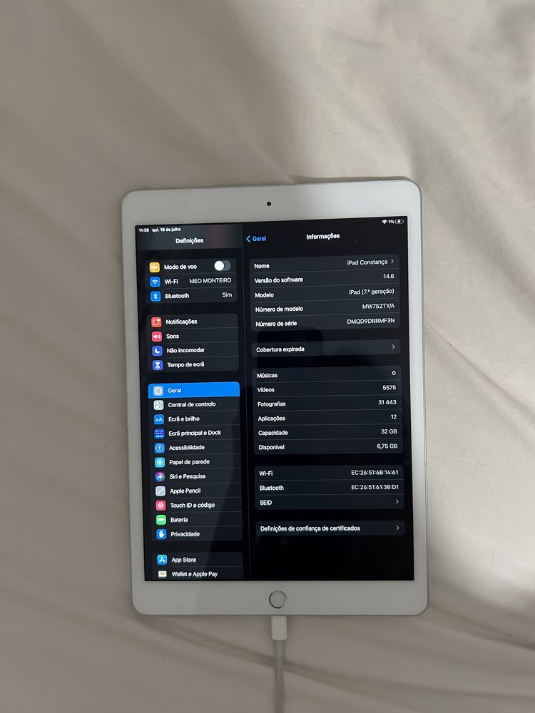 Ipad 10.2” (7a geração) 32Gb Cinzento cideral