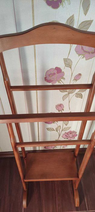 Підлогова подвійна вішалка стійка для одягу НВЕО дерев'яна Еко горіх