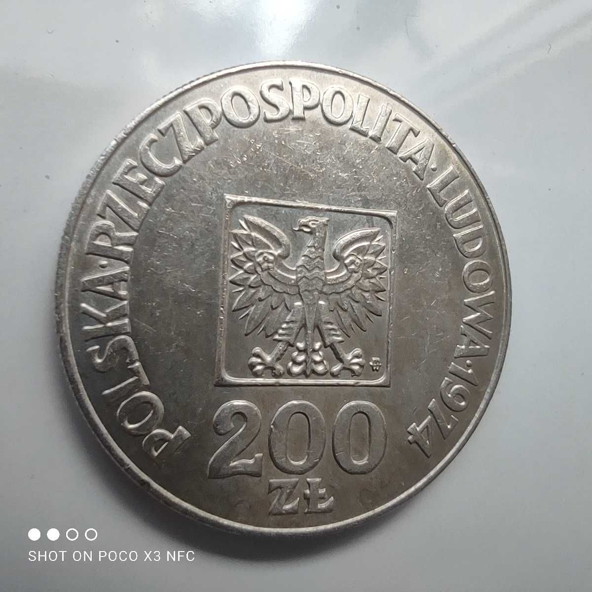 Moneta srebrna 200 zł Mapka 1974 srebro Ag Polska