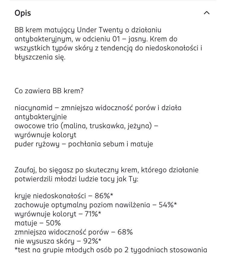 Krem matujący BB under twenty 01 Light
