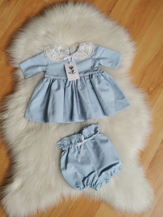 Sukienka na chrzest Chrztu Komplet Zestaw Ma lini 56/62 sesja święta