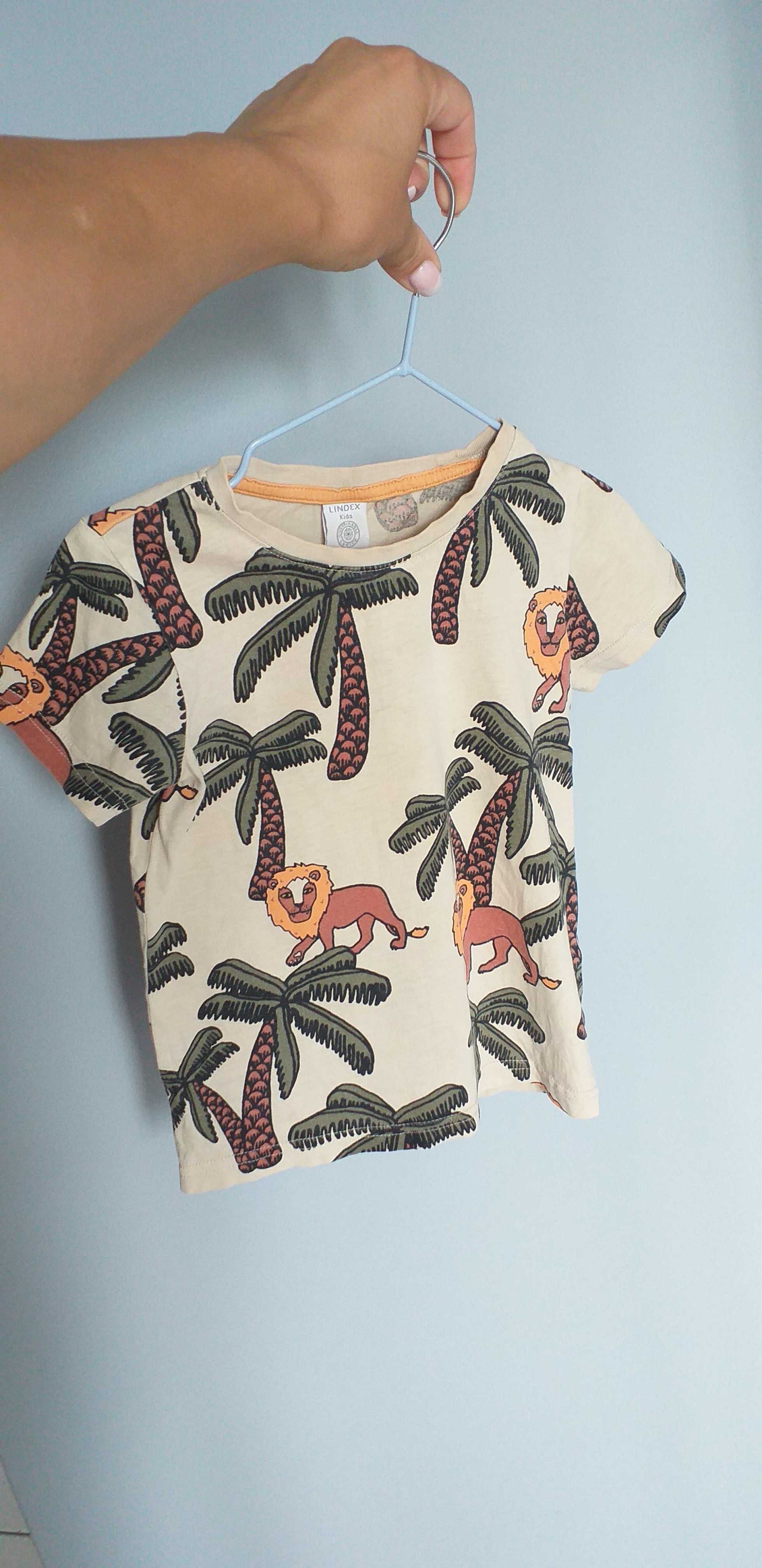 T-shirt koszulka na krótki rękaw w lwy palmy Lindex 86-92