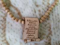 Подарочная сумочка немецкое ожерелье дерево подвеска текст Молитва