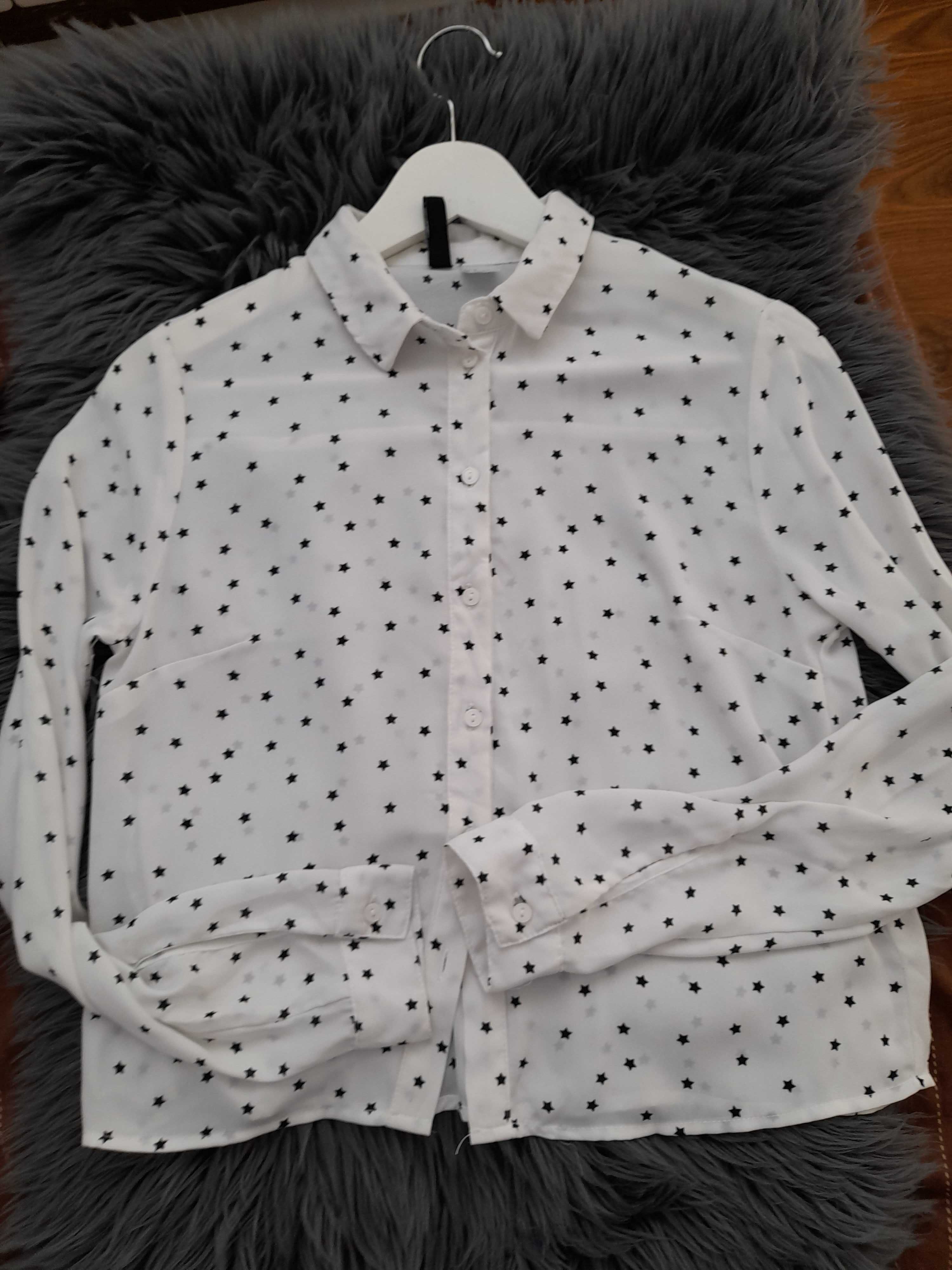 Bluzka koszula biała w gwiazdki r 34 H&M