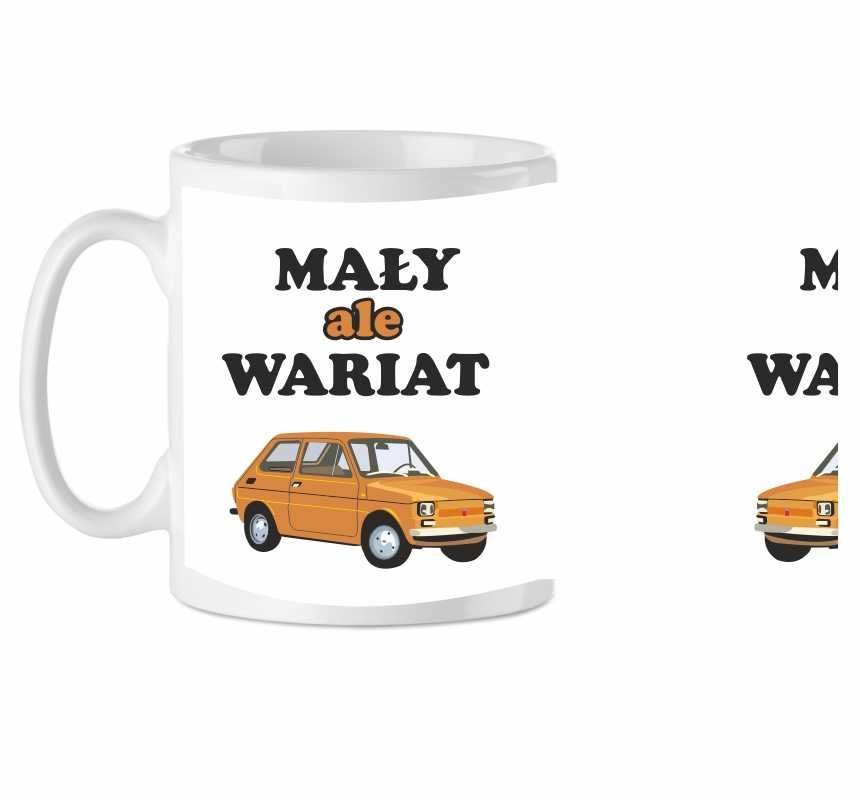 Kubek porcelanowy z nadrukiem - Mały, ale wariat Fiat 126p maluch