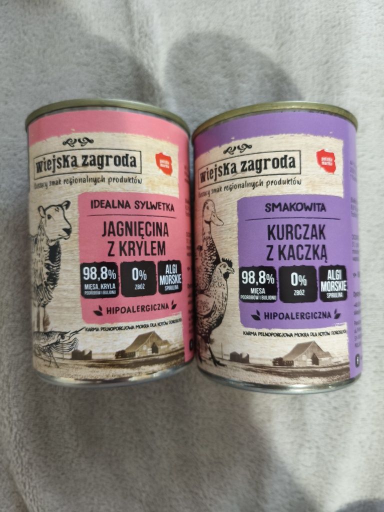 Mokra karma dla kota Wiejska zagroda 24 puszki po 400 g.