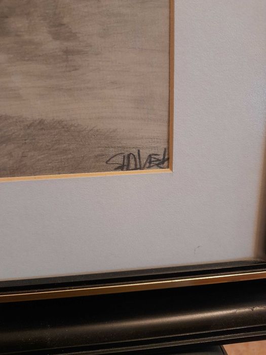 Pejzaż LAS grafitowy w ołówku oprawiony w ramie za specjalnym szkłem