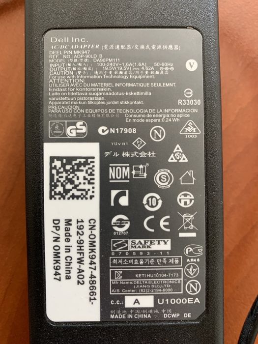 Зарядка для ноутбука Dell блок питания 19.5v оригинал