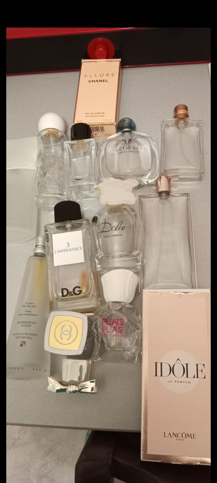 Пустые флаконы.Остатки парфюма Chanel,Dior,Armani,Dolce & Gabbana