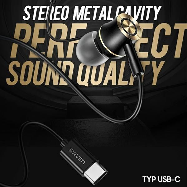 Usams Słuchawki Stereo Ep-43 Metal Usb-C Czarny/Black Hsep4301