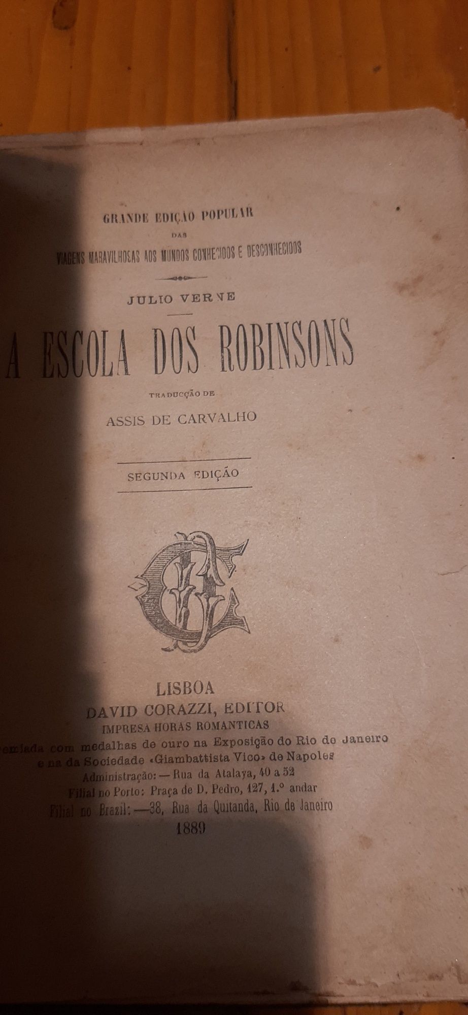 Antigo Livro de Júlio Verne  Áno  1889 2 edição .