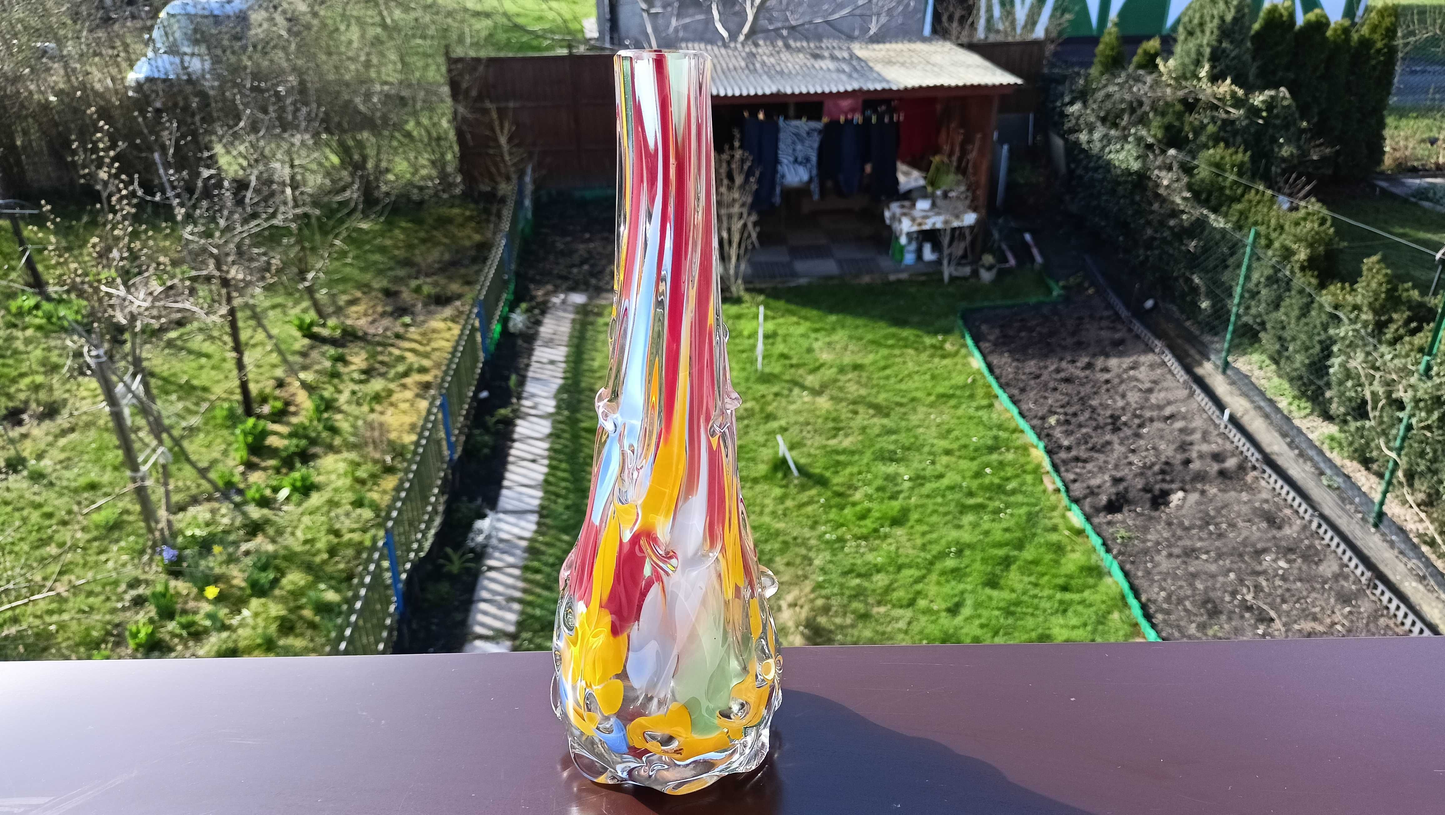 Wazon sękacz PRL, typ murano, ciężki, 31 cm