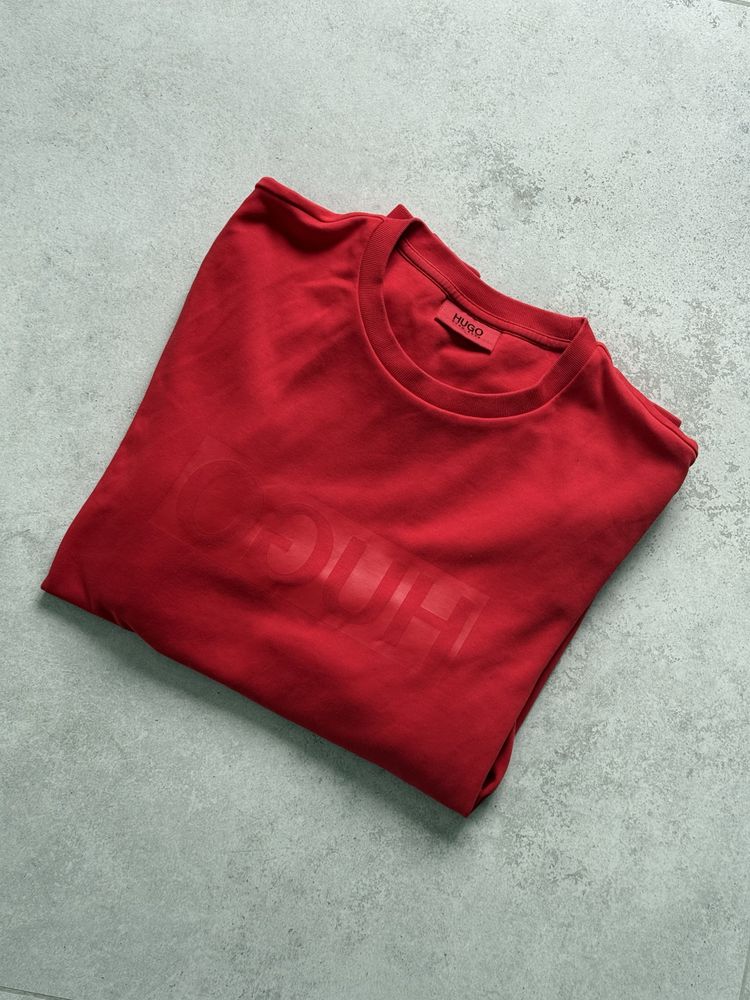 Bluza Hugo Boss męska czerwona bluza z napisem Hugo