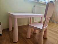 IKEA stolik dziecięcy MAMMUT różowy 77x55cm plus krzesełko
