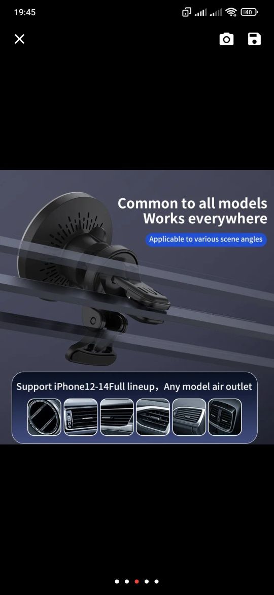 Автомобільний тримач-зарядка для iPhone 12,13,14,15 Pro Max