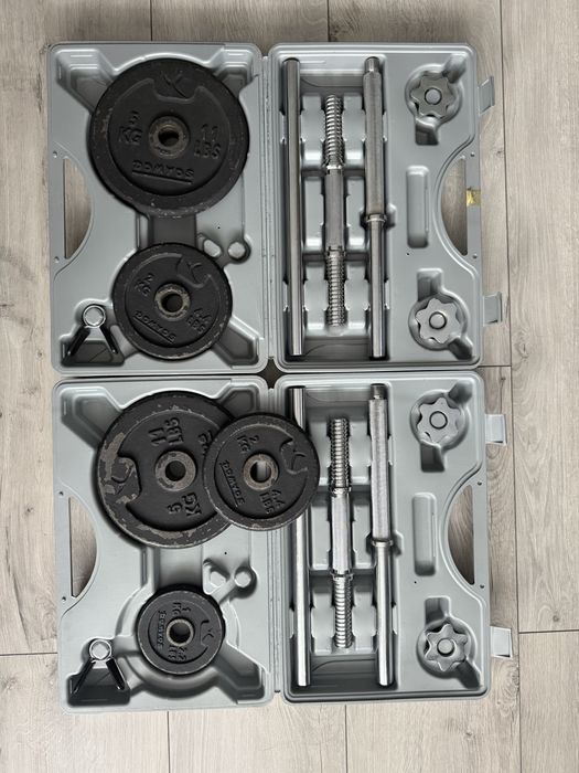 Zestaw w walizkach hantle gryf obciazenie lacznie 30kg