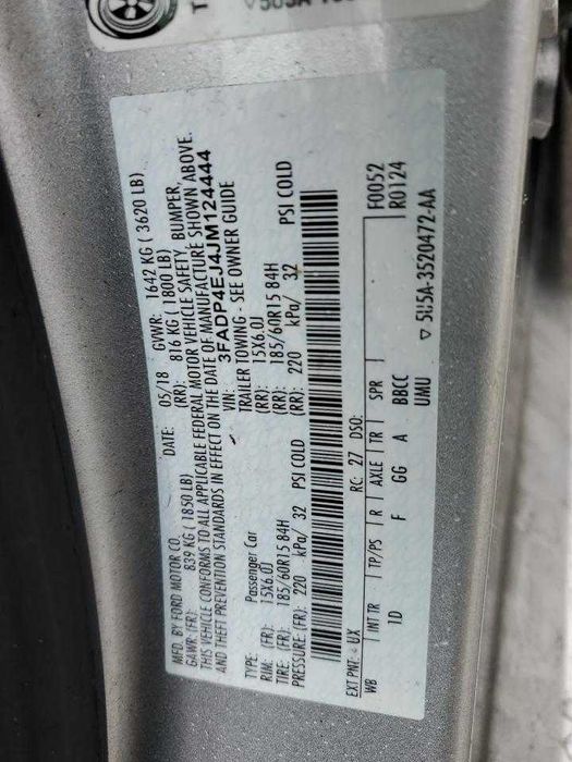 В дорозі FORD FIESTA SE 2018 форд фієста сі США 1.6 передній привід