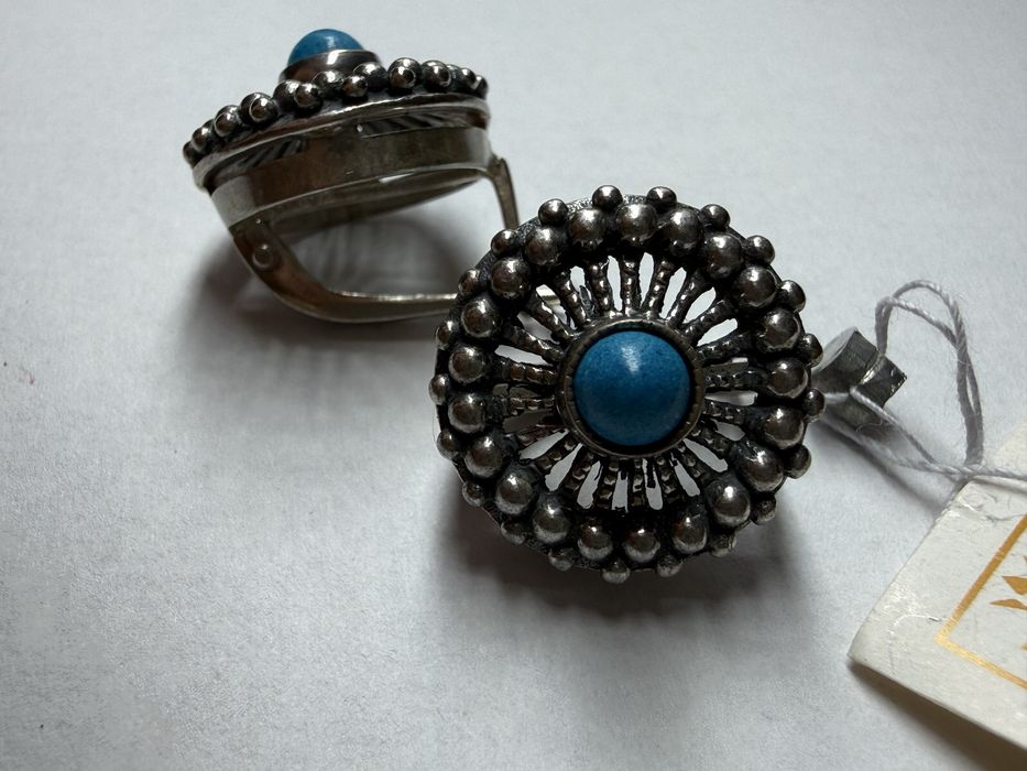 НОВІ срібні сережки з бірюзою ВІНТАЖ 925 проба