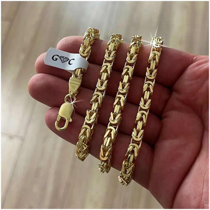 Złoty Łańcuszek Męski Splot Królewski Pr. 925/585 Srebro Pozłacane 75m