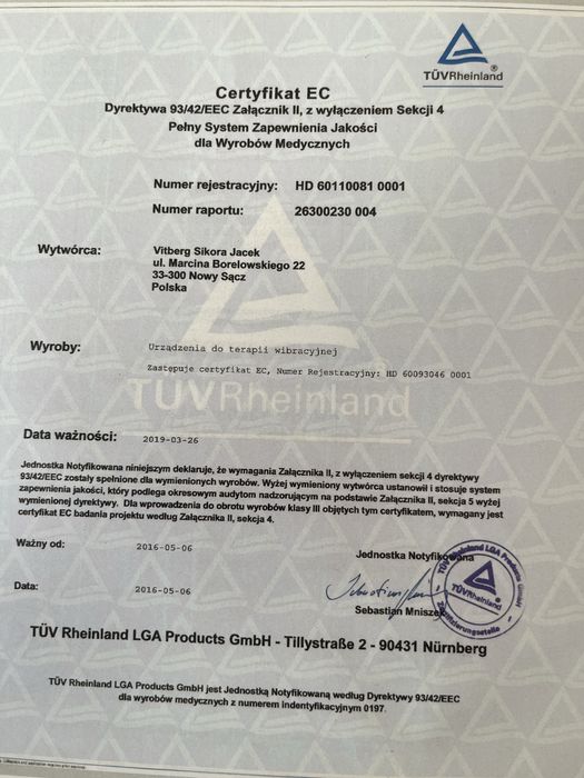 Materac Vitberg RS2 Do terapii wibracyjnej