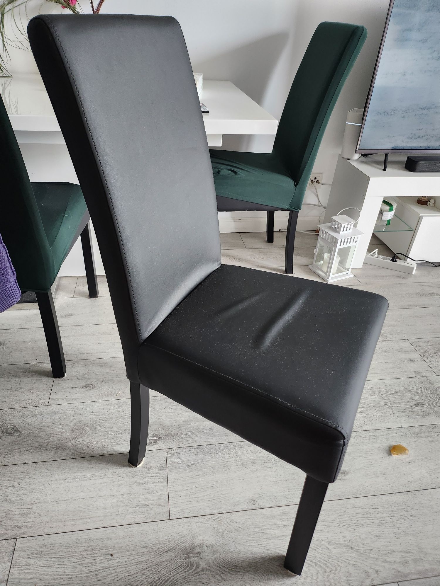 4x krzesło czarne tapicerowane ekoskóra agata meble