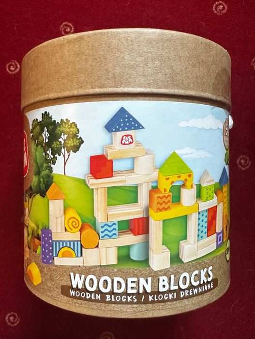 Klocki Elefun w wiaderku Wooden Blocks 50 el.