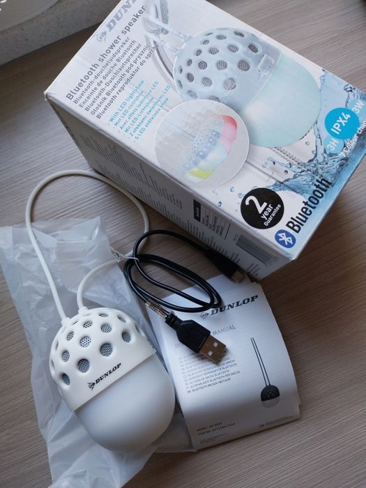 Nowy głośnik Bluetooth pod prysznic z efektami świetlnymi Dunlop