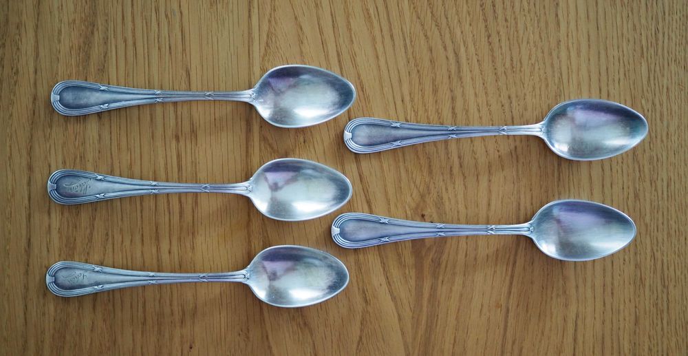 Stare łyżeczki platerowane, sygnowane Wellner Silber