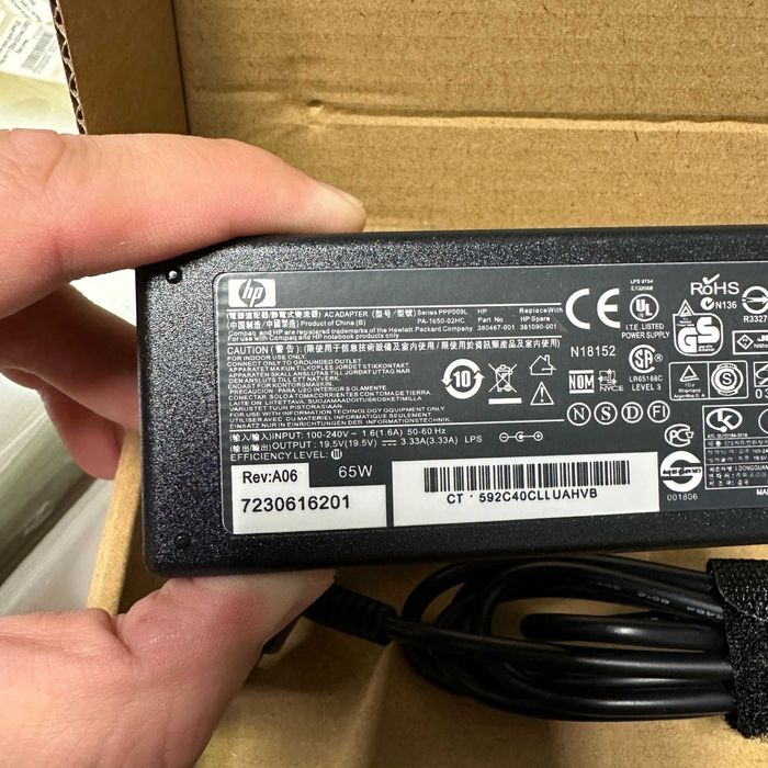 Зарядка для ноутбука HP з кабелем розеткою 19,5V 3.33A 65W 4.5-3.0mm