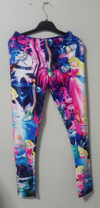Kolorowe legginsy, getry, uniwersalne bajkowe księżniczki Disney S/M/L