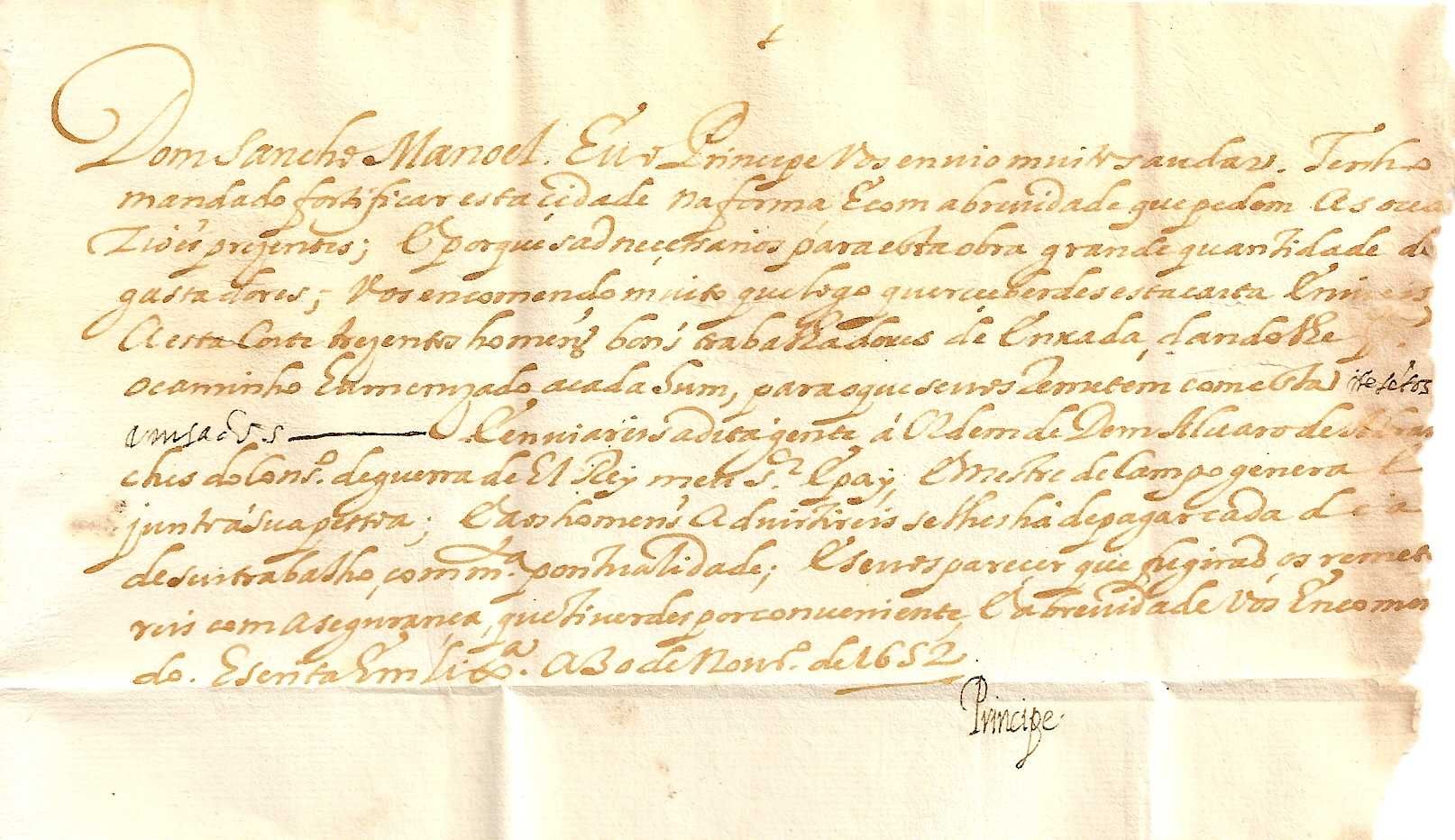 RARRÍSSIMO Autógrafo do 1º Príncipe do Brasil D. Teodósio - 1652