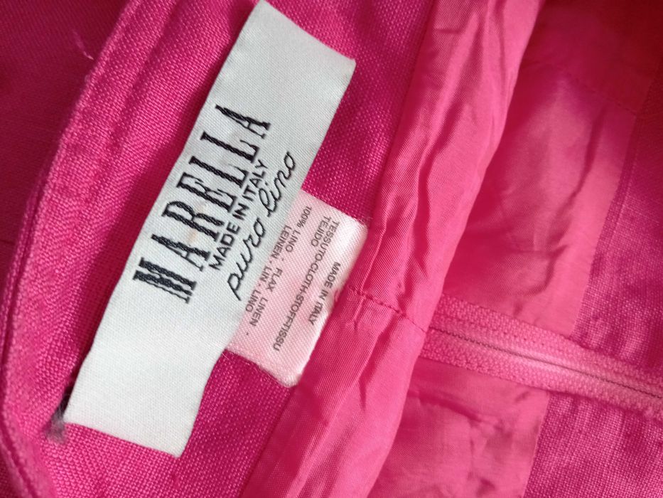 Marella kostium żakiet spódnica marynarka 38 36 vintage róż 100% len