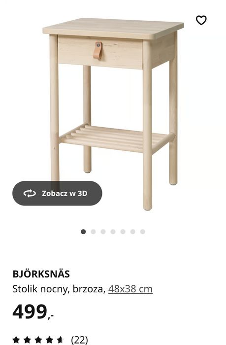 IKEA BJORKSNAS 2 Stoliki nocne brzoza nowość  48x38 cm