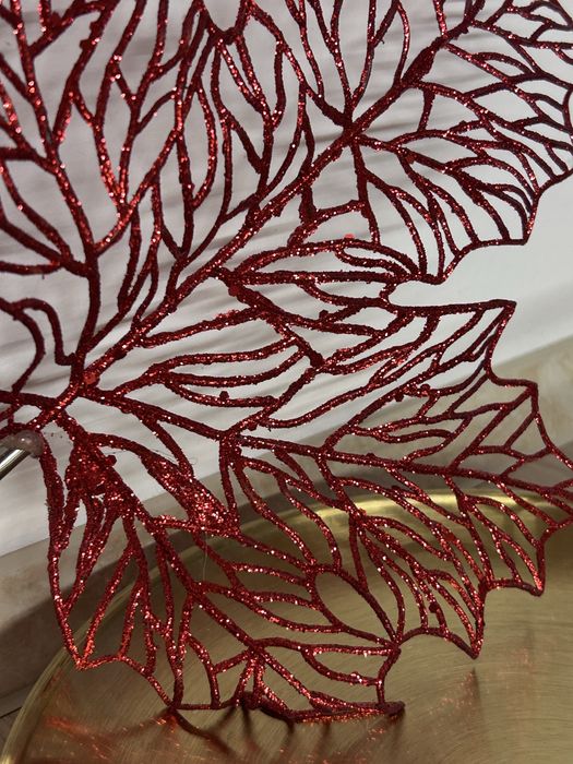 Lisc klonu brokat swieta ozdoba choinka boze narodzenie