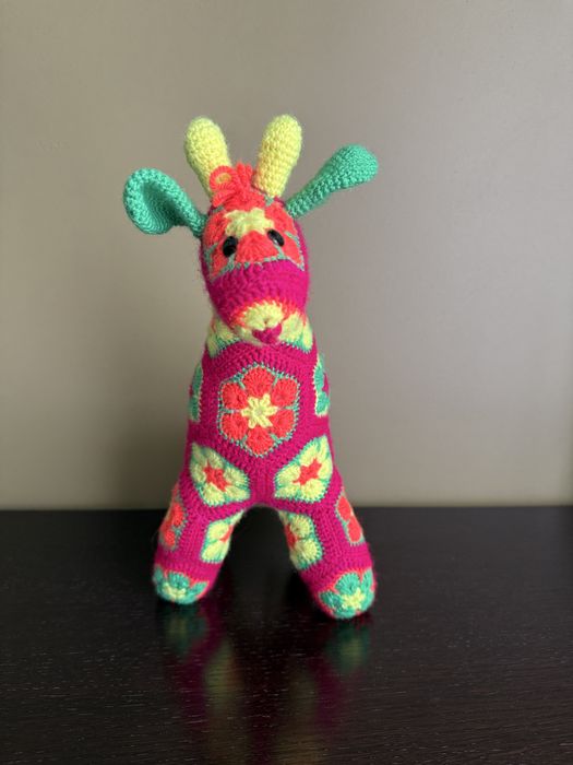 Maskotka kolorowa Żyrafa na szydełku, szydełko, handmade, rękodzieło