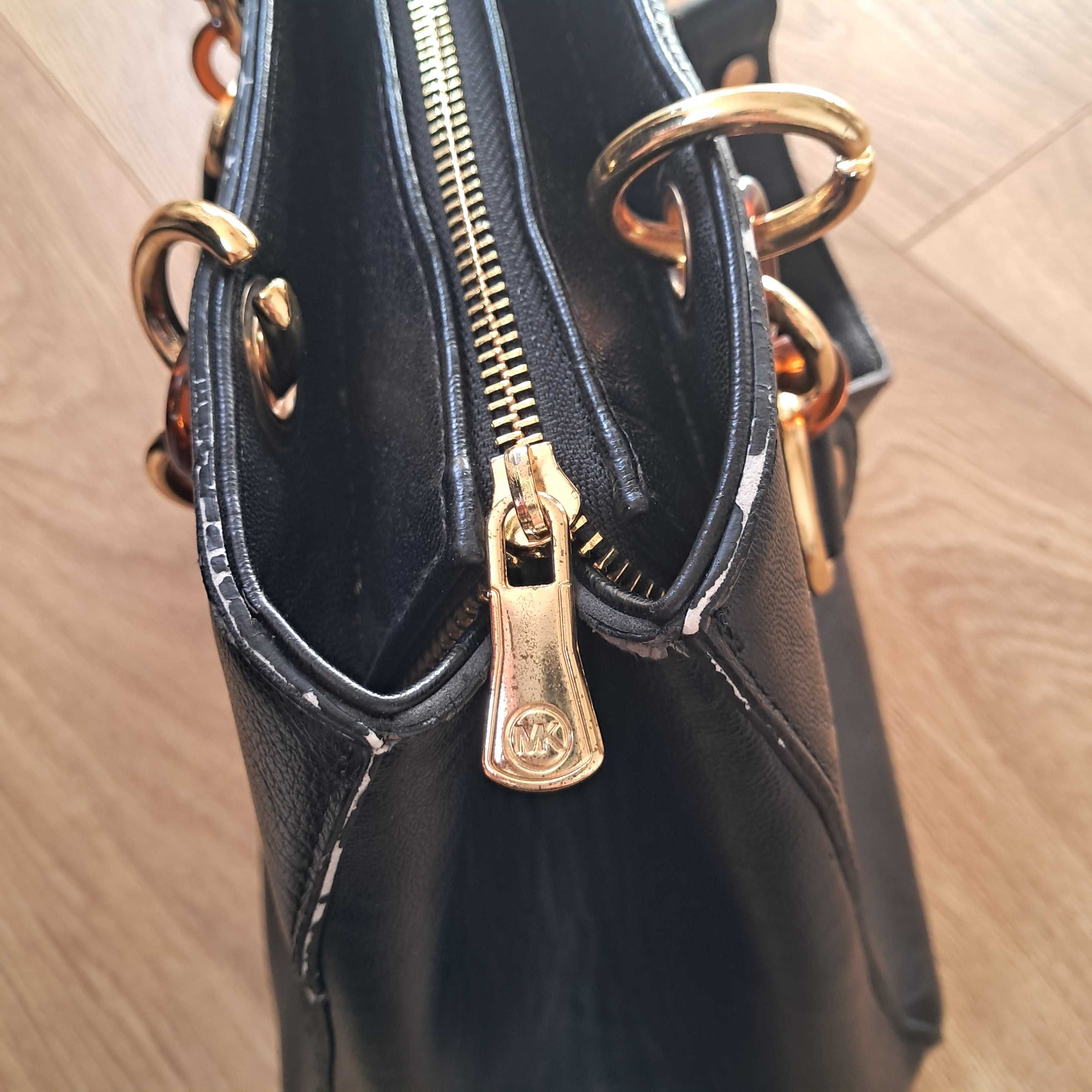 Elegancka czarna markowa pojemna damska torebka na ramię Michael Kors