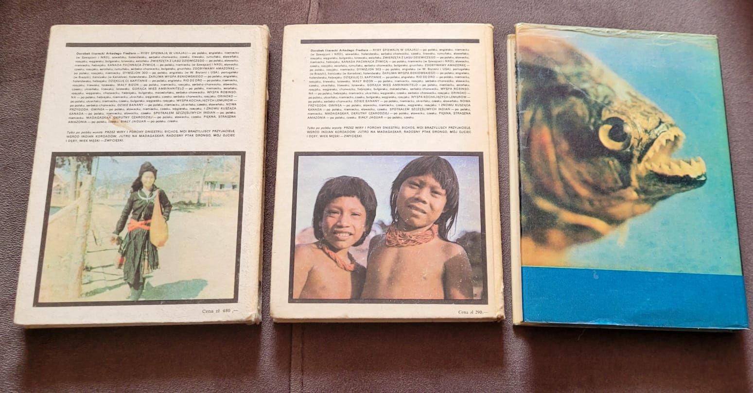 3 książki A. Fiedler - Dzikie banany, Zdobywamy Amazonkę, Ryby śpiewaj