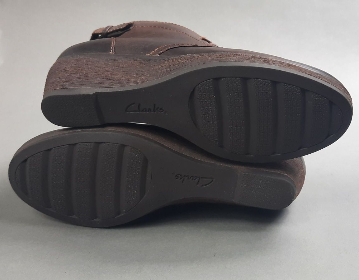 Clarks buty skórzane półbuty koturn Uk4,5D 37,5 24cm